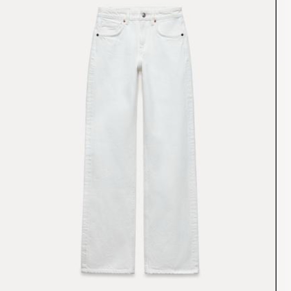 Full length mid rise wide leg jean